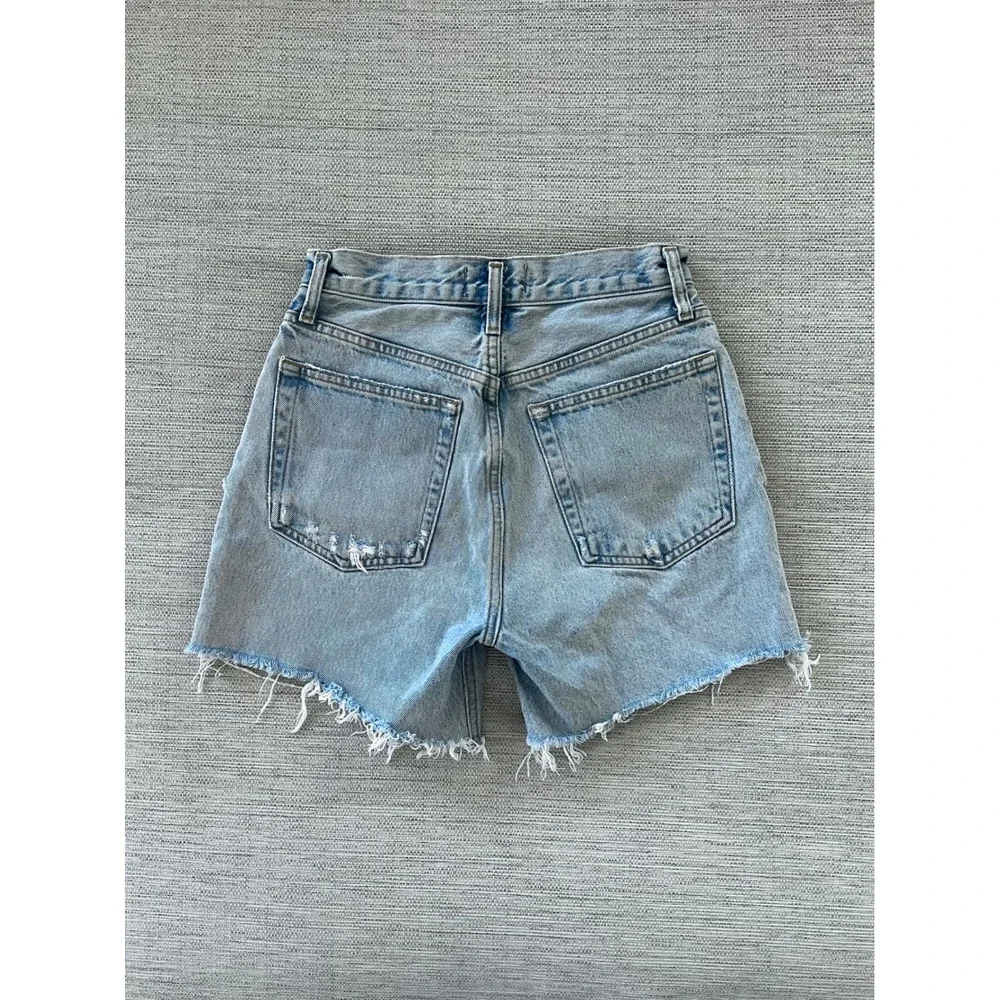 AGOLDE Riley Short Size 25 Light Wash Groove Denim Cutoff Distressed